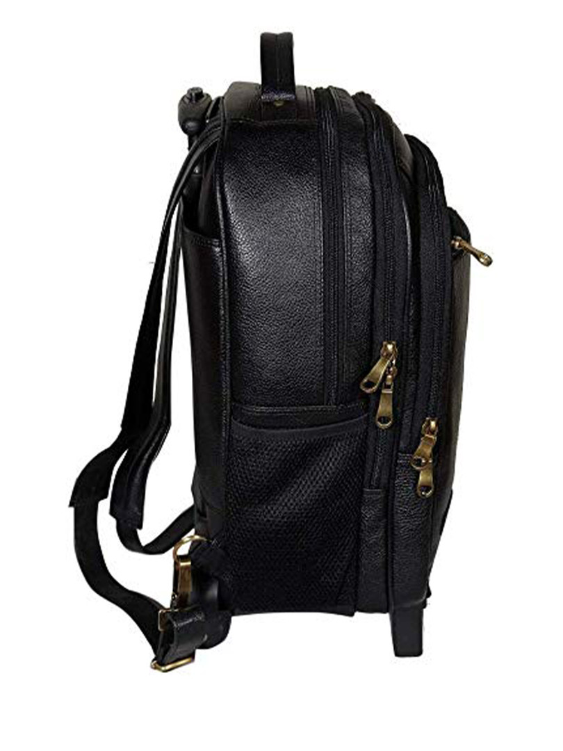 RICHSIGN Textured Leather Laptop Cabin Trolley Backpack